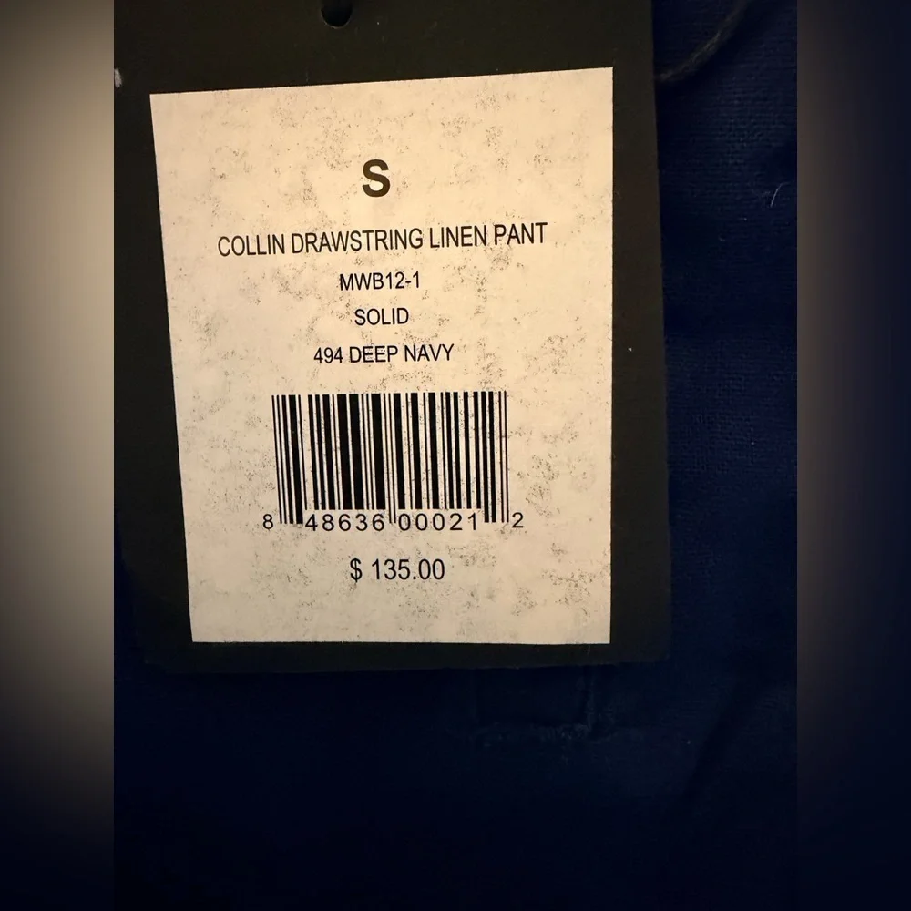 Onia Deep Navy Blue Collin Drawstring Linen Pants Men's NWT